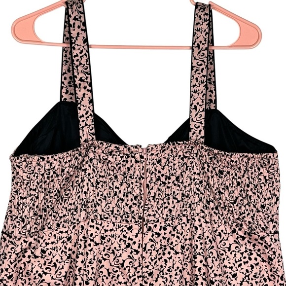 Dressbarn Pink & Black Summer Smocked Patterned Sundress with Front Bow Size 18W - Picture 5 of 11